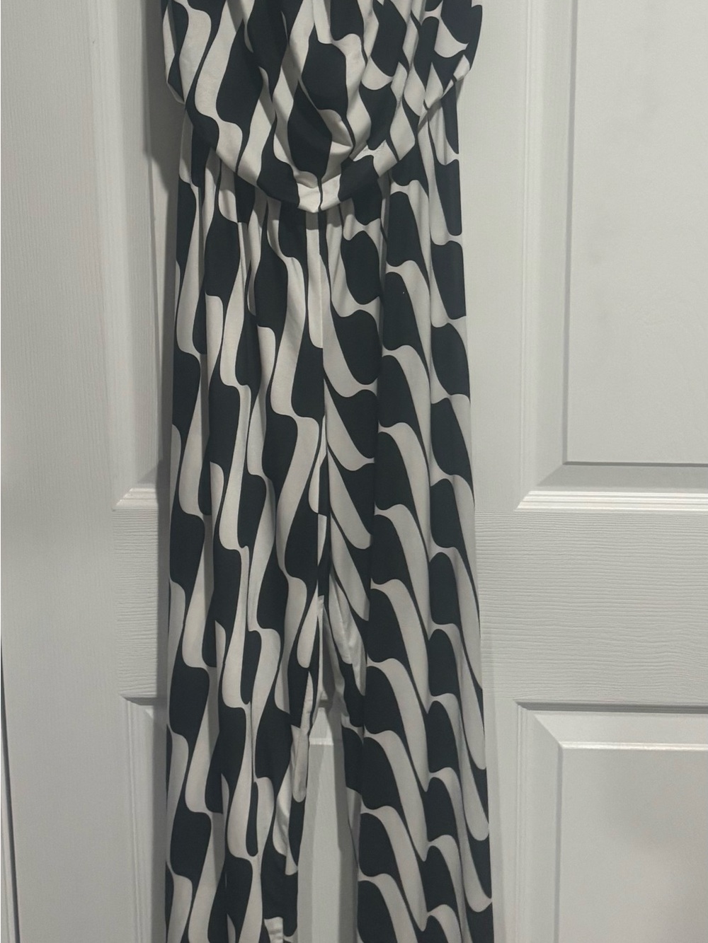 Ariella Black & White Wave-Print Jumpsuit